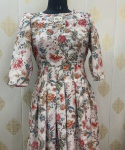 PRINTED COTTON DRESS WITH HANDWORK