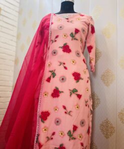 PRINTED CREPE SUIT WITH ORGANZA DUPATTA